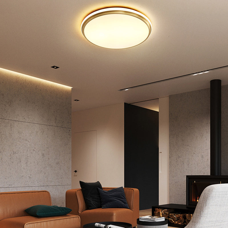Luz de techo LED empotrada de latón acrílico redonda minimalista moderna para sala de estar 