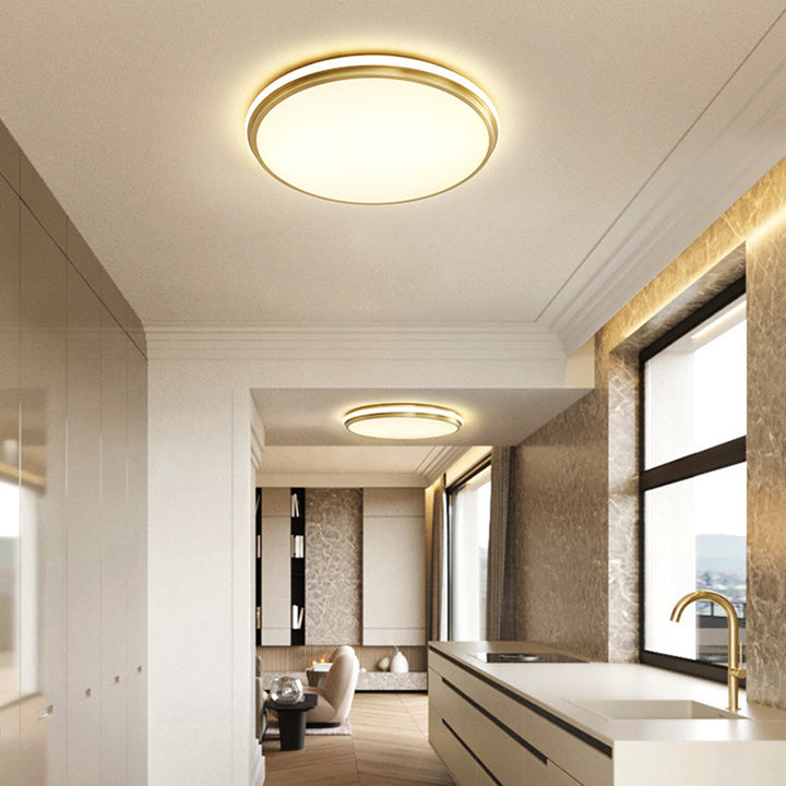 Modern Minimalist Round Brass Acrylic LED Flush Mount Ceiling Light For Living Room