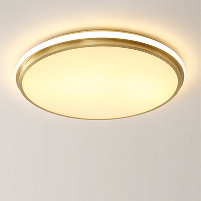 Luz de techo LED empotrada de latón acrílico redonda minimalista moderna para sala de estar 