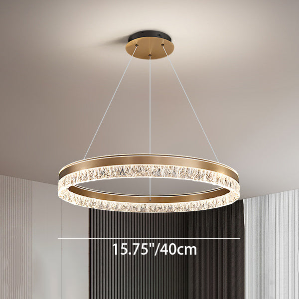 Lámpara de Araña LED de Círculo Acrílico de Aluminio de Lujo Moderno para Sala de Estar 