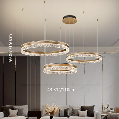 ثريا LED من الألومنيوم والحديد بتصميم دائري فخم حديث لغرفة المعيشة 