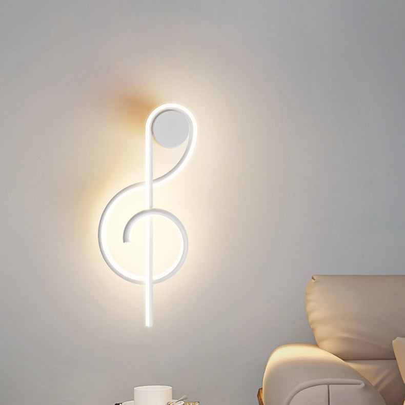 مصباح حائطي LED من الأكريليك والحديد والألمنيوم بتصميم نوتة موسيقية إبداعية معاصرة لغرفة المعيشة 