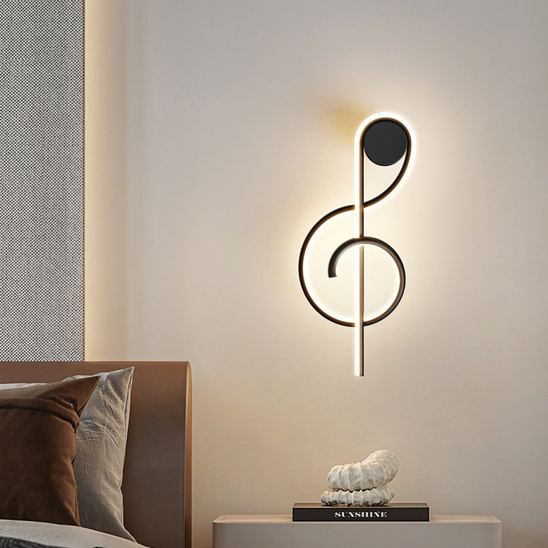 مصباح حائطي LED من الأكريليك والحديد والألمنيوم بتصميم نوتة موسيقية إبداعية معاصرة لغرفة المعيشة 