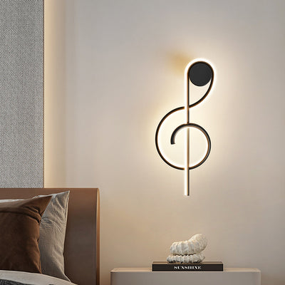 مصباح حائطي LED من الأكريليك والحديد والألمنيوم بتصميم نوتة موسيقية إبداعية معاصرة لغرفة المعيشة 