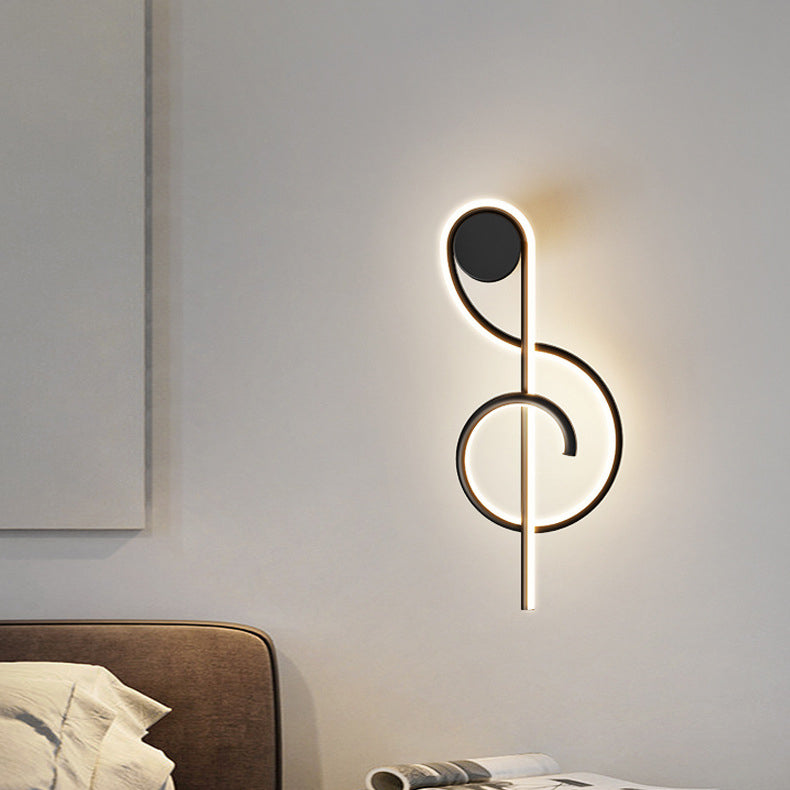 مصباح حائطي LED من الأكريليك والحديد والألمنيوم بتصميم نوتة موسيقية إبداعية معاصرة لغرفة المعيشة 