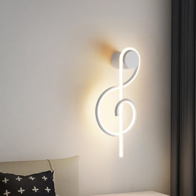 مصباح حائطي LED من الأكريليك والحديد والألمنيوم بتصميم نوتة موسيقية إبداعية معاصرة لغرفة المعيشة 
