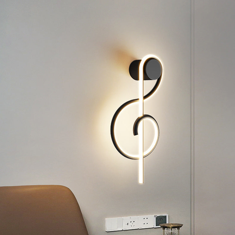 مصباح حائطي LED من الأكريليك والحديد والألمنيوم بتصميم نوتة موسيقية إبداعية معاصرة لغرفة المعيشة 