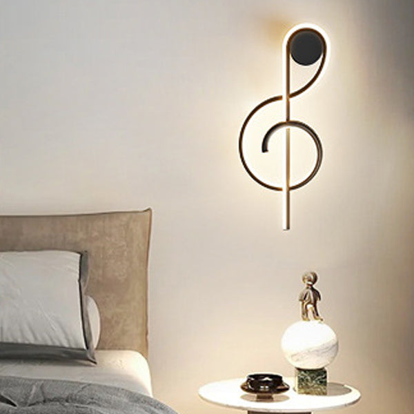 مصباح حائطي LED من الأكريليك والحديد والألمنيوم بتصميم نوتة موسيقية إبداعية معاصرة لغرفة المعيشة 