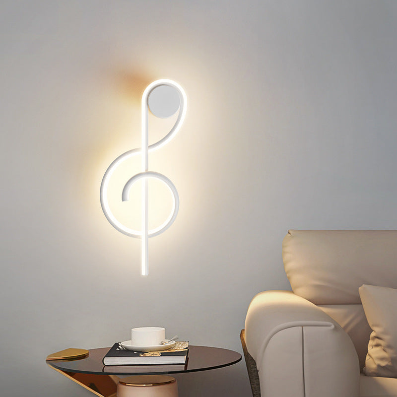 مصباح حائطي LED من الأكريليك والحديد والألمنيوم بتصميم نوتة موسيقية إبداعية معاصرة لغرفة المعيشة 