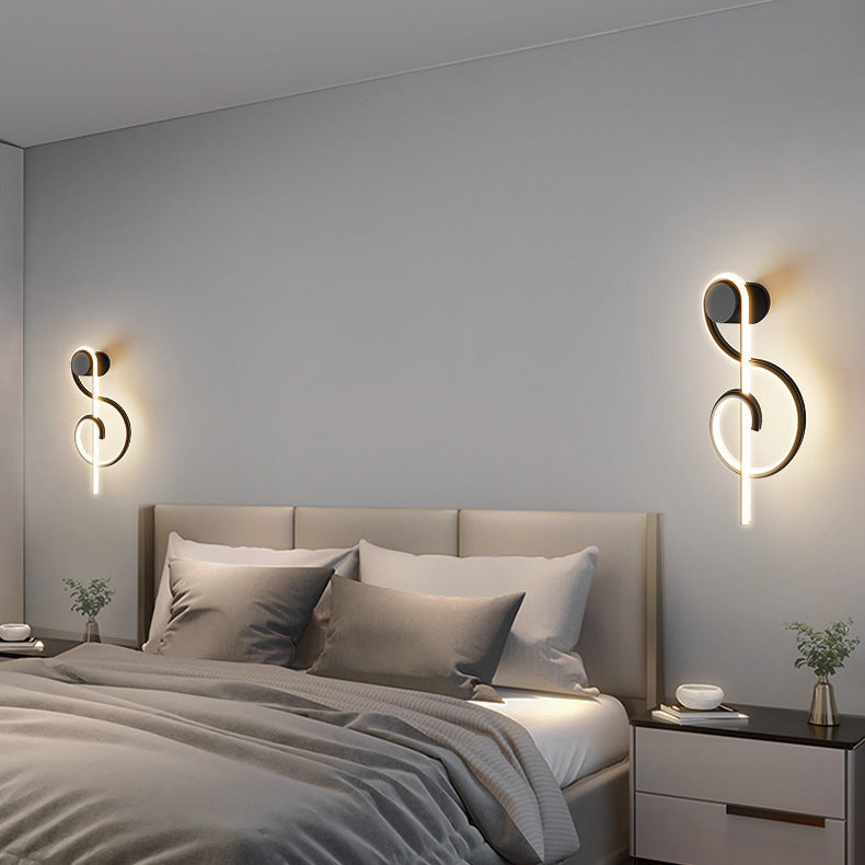 مصباح حائطي LED من الأكريليك والحديد والألمنيوم بتصميم نوتة موسيقية إبداعية معاصرة لغرفة المعيشة 