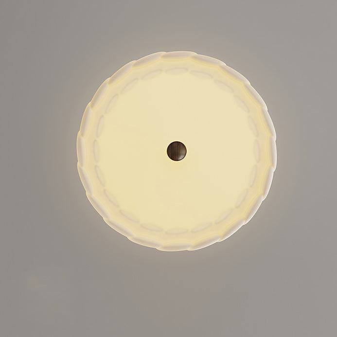 Contemporary Retro Round Disc Beads Iron PE LED Semi-Flush Mount Ceiling Light For Bedroom