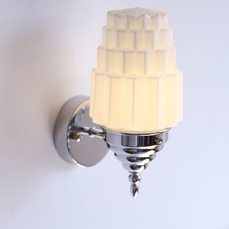 Traditional Vintage Pull Cord Switch Iron Glass Microphone Shape 1-Light Wall Sconce Lamp For Living Room