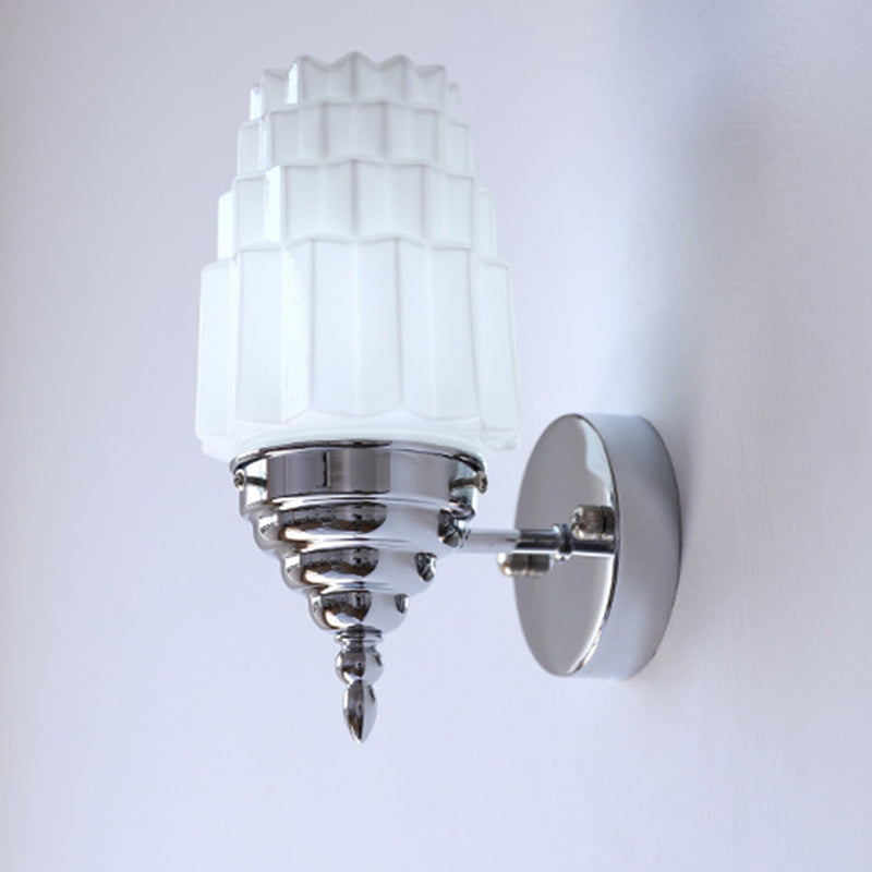 Traditional Vintage Pull Cord Switch Iron Glass Microphone Shape 1-Light Wall Sconce Lamp For Living Room
