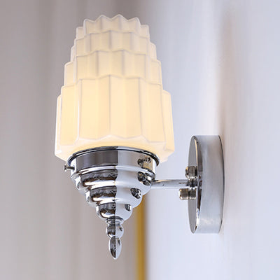 Traditional Vintage Pull Cord Switch Iron Glass Microphone Shape 1-Light Wall Sconce Lamp For Living Room
