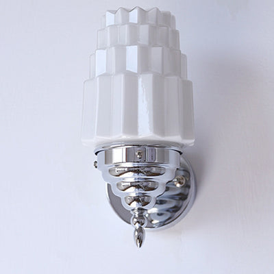 Traditional Vintage Pull Cord Switch Iron Glass Microphone Shape 1-Light Wall Sconce Lamp For Living Room