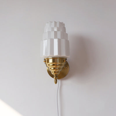 Traditional Vintage Pull Cord Switch Iron Glass Microphone Shape 1-Light Wall Sconce Lamp For Living Room