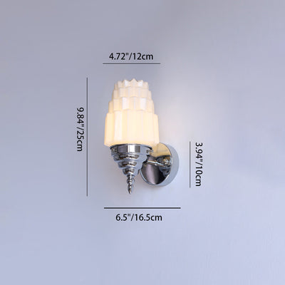 Traditional Vintage Pull Cord Switch Iron Glass Microphone Shape 1-Light Wall Sconce Lamp For Living Room