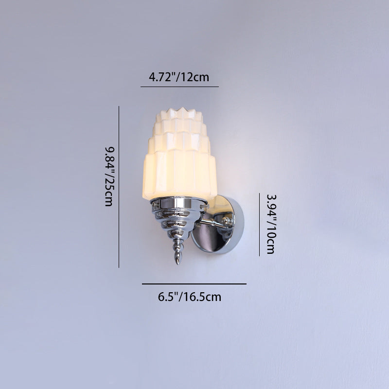 Traditional Vintage Pull Cord Switch Iron Glass Microphone Shape 1-Light Wall Sconce Lamp For Living Room
