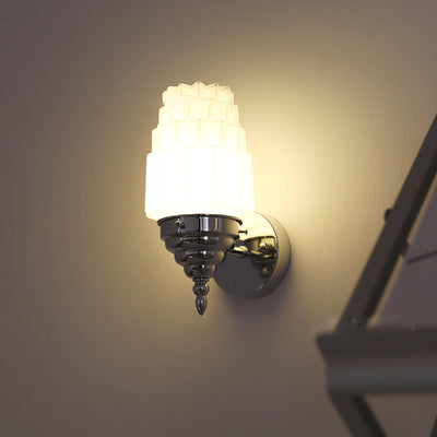 Traditional Vintage Pull Cord Switch Iron Glass Microphone Shape 1-Light Wall Sconce Lamp For Living Room