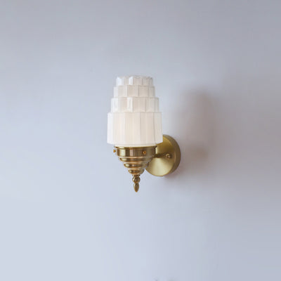 Traditional Vintage Pull Cord Switch Iron Glass Microphone Shape 1-Light Wall Sconce Lamp For Living Room