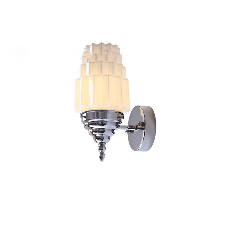 Traditional Vintage Pull Cord Switch Iron Glass Microphone Shape 1-Light Wall Sconce Lamp For Living Room