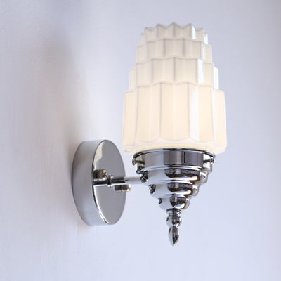 Traditional Vintage Pull Cord Switch Iron Glass Microphone Shape 1-Light Wall Sconce Lamp For Living Room