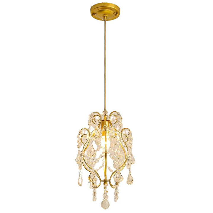 Lustre Suspendu Contemporain en Cristal de Luxe avec Verre et Fer à 1 Lumière pour Salon 