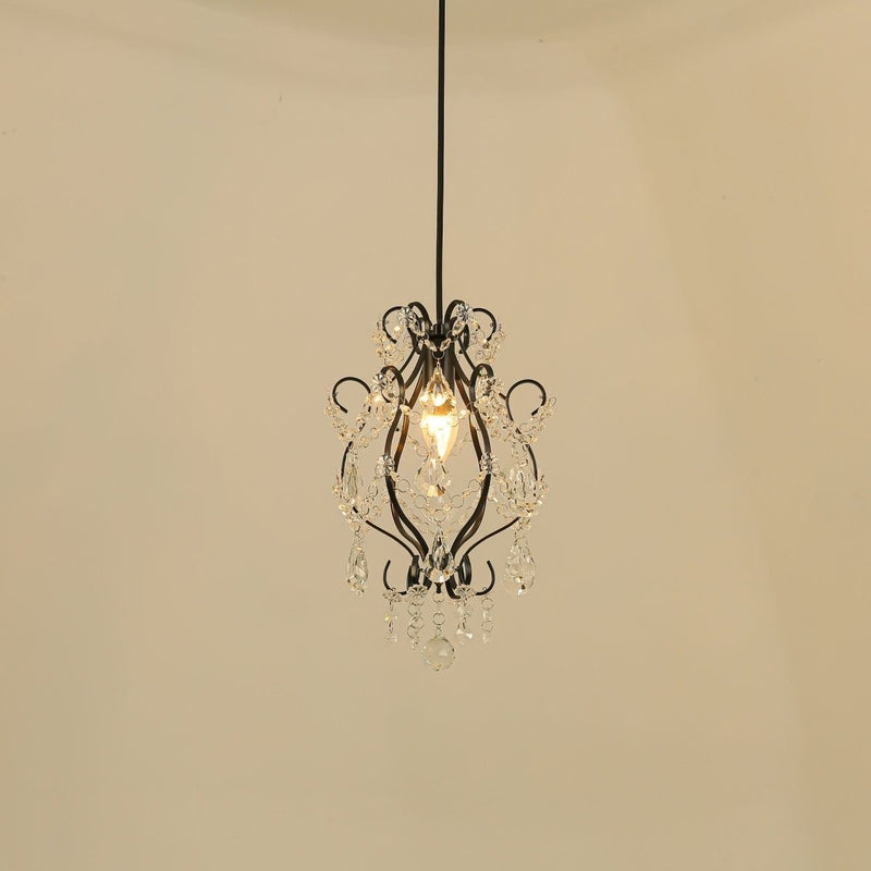 Contemporary Luxury Bent Crystal Draping Iron Glass 1-Light Pendant Light For Living Room