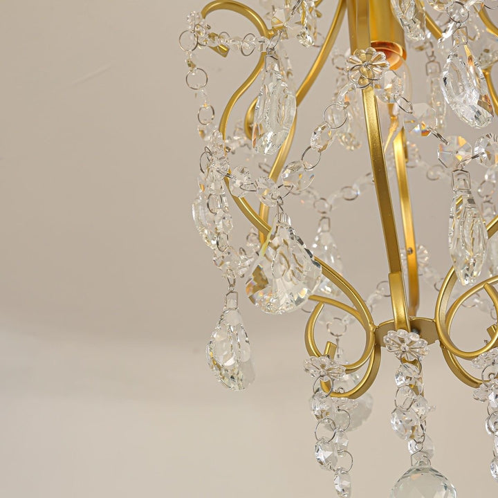 Moderne Luxus-Deckenleuchte mit Kristallperlen und gebogenem Eisen-Glas, 1-flammig, für den Flur 