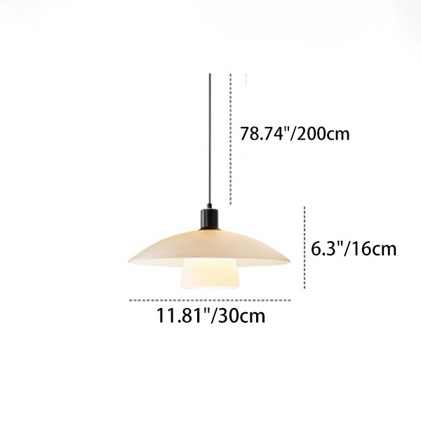Lámpara colgante moderna minimalista de platillo volador con pantalla de vidrio de hierro de 1 luz para sala de estar 