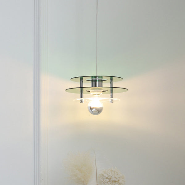 Contemporary Nordic Iron Acrylic Triple Disc Shape 1-Light Pendant Light For Bedroom