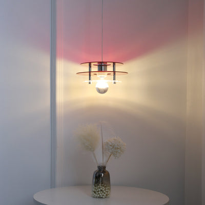 Contemporary Nordic Iron Acrylic Triple Disc Shape 1-Light Pendant Light For Bedroom