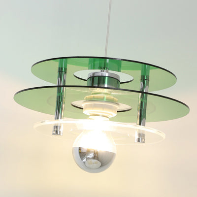 Contemporary Nordic Iron Acrylic Triple Disc Shape 1-Light Pendant Light For Bedroom