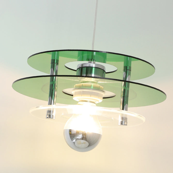 Contemporary Nordic Iron Acrylic Triple Disc Shape 1-Light Pendant Light For Bedroom