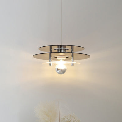 Contemporary Nordic Iron Acrylic Triple Disc Shape 1-Light Pendant Light For Bedroom