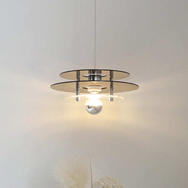 Contemporary Nordic Iron Acrylic Triple Disc Shape 1-Light Pendant Light For Bedroom