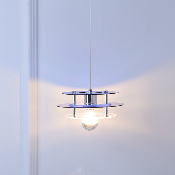 Contemporary Nordic Iron Acrylic Triple Disc Shape 1-Light Pendant Light For Bedroom