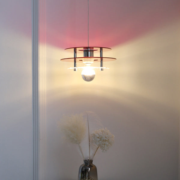 Contemporary Nordic Iron Acrylic Triple Disc Shape 1-Light Pendant Light For Bedroom