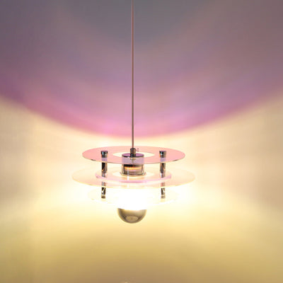 Contemporary Nordic Iron Acrylic Triple Disc Shape 1-Light Pendant Light For Bedroom