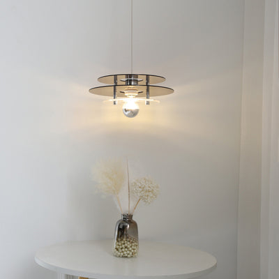 Contemporary Nordic Iron Acrylic Triple Disc Shape 1-Light Pendant Light For Bedroom