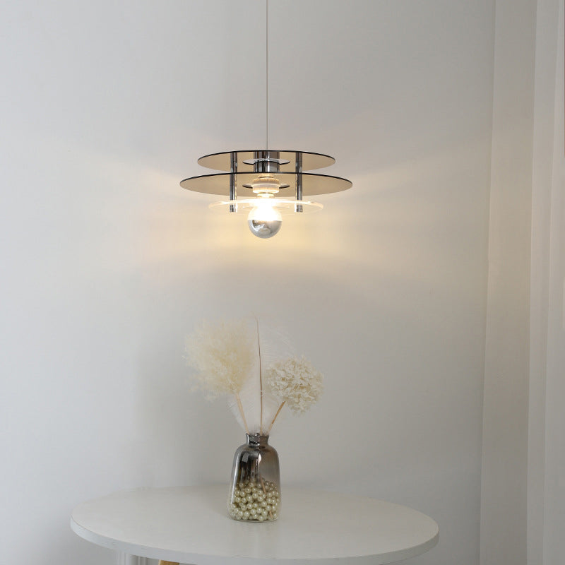 Contemporary Nordic Iron Acrylic Triple Disc Shape 1-Light Pendant Light For Bedroom