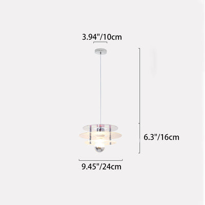 Contemporary Nordic Iron Acrylic Triple Disc Shape 1-Light Pendant Light For Bedroom