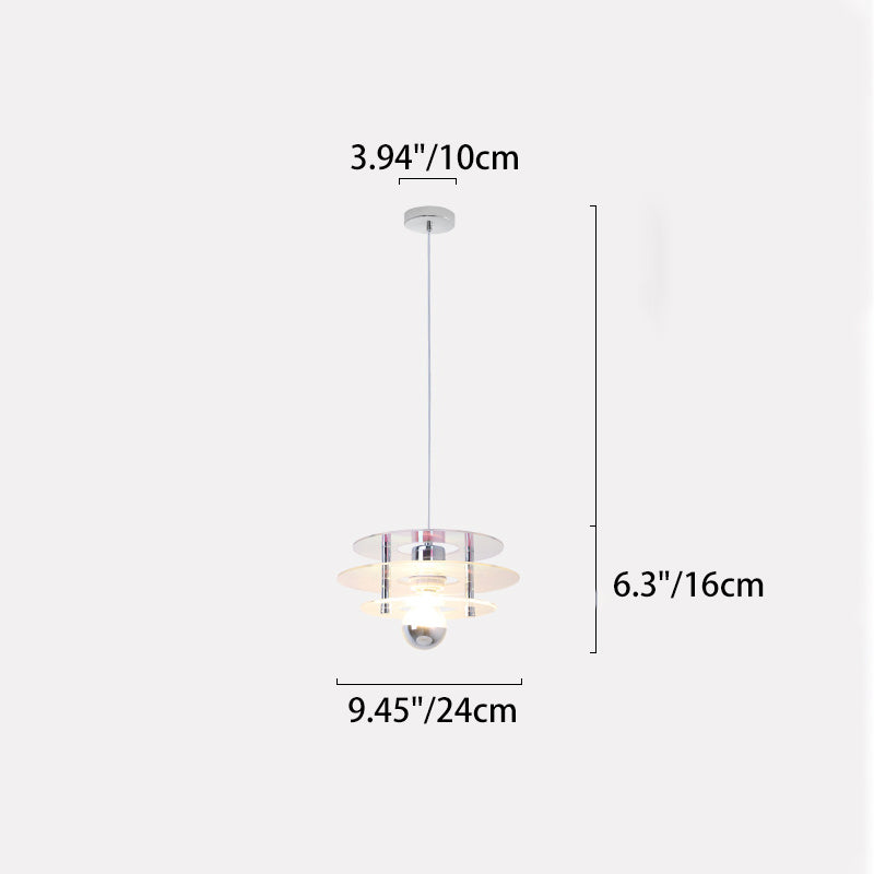 Contemporary Nordic Iron Acrylic Triple Disc Shape 1-Light Pendant Light For Bedroom