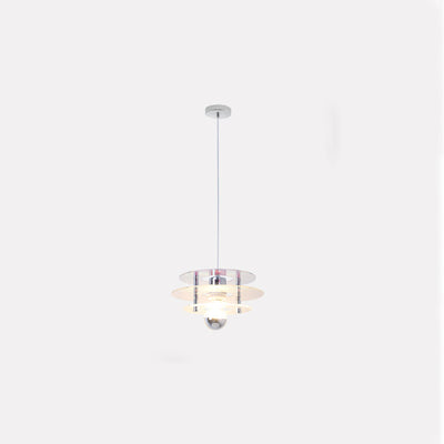 Contemporary Nordic Iron Acrylic Triple Disc Shape 1-Light Pendant Light For Bedroom