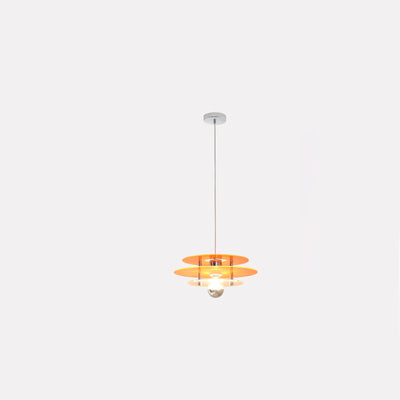 Contemporary Nordic Iron Acrylic Triple Disc Shape 1-Light Pendant Light For Bedroom