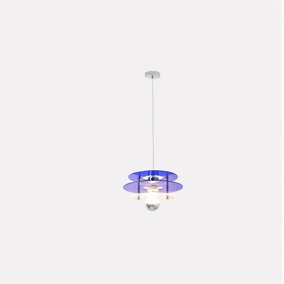 Contemporary Nordic Iron Acrylic Triple Disc Shape 1-Light Pendant Light For Bedroom