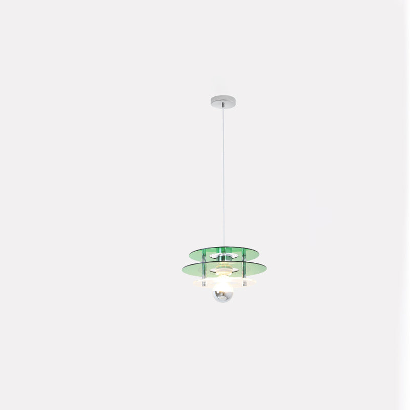Contemporary Nordic Iron Acrylic Triple Disc Shape 1-Light Pendant Light For Bedroom