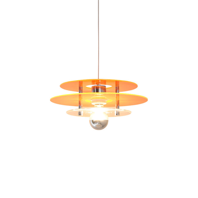Contemporary Nordic Iron Acrylic Triple Disc Shape 1-Light Pendant Light For Bedroom