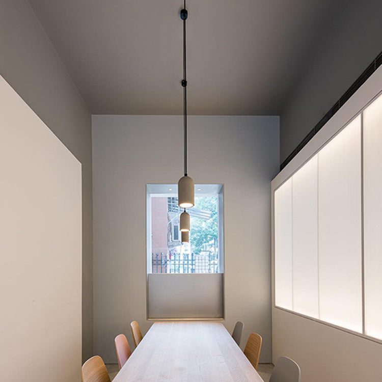 Contemporary Industrial Cylinder Shade Cement 1-Light Pendant Light For Living Room