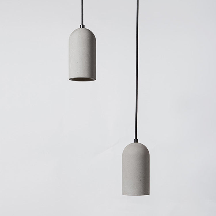 Abat-jour cylindrique industriel contemporain en ciment pour suspension à 1 lumière pour salon 